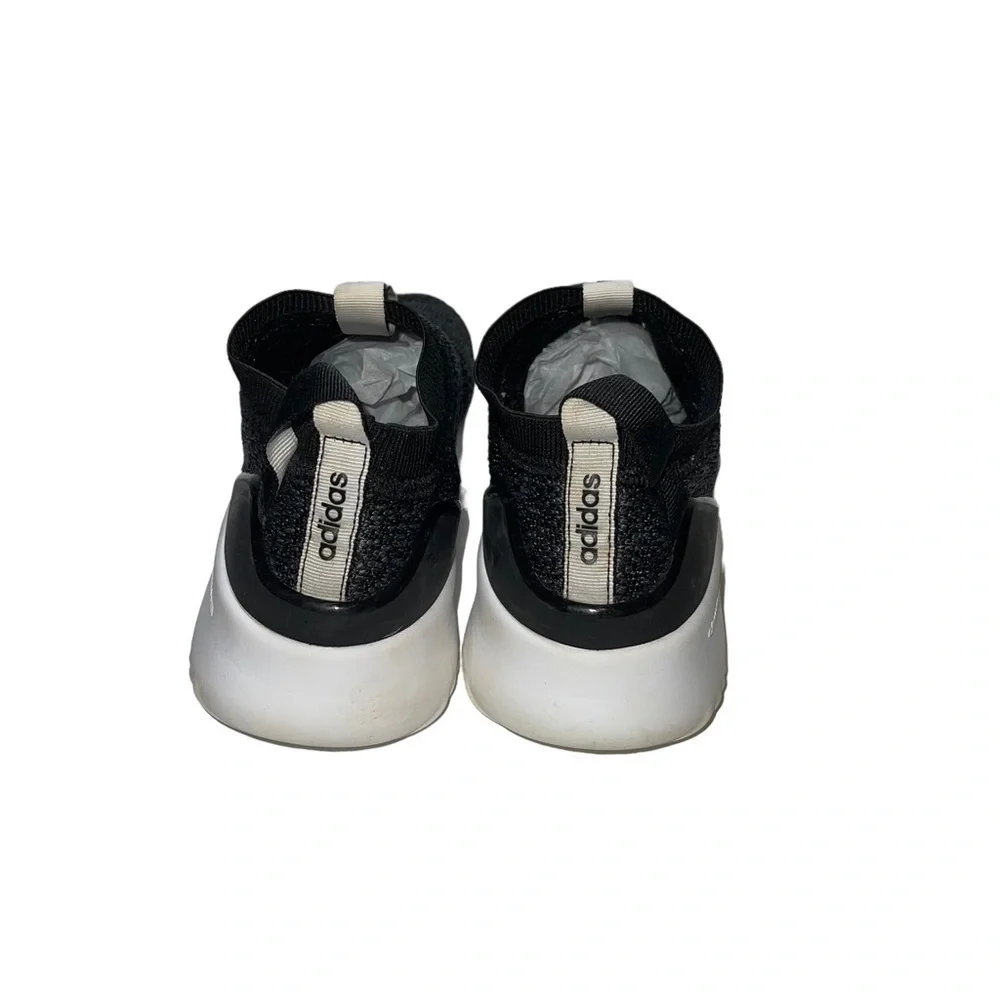 adidas Women's Slip-On Knit Sneakers in Black and White - Picture 2 of 8